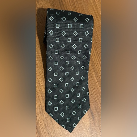 Massimo Bizzocchi Dark Green and Silver Geometric Tie - Picture 3 of 5